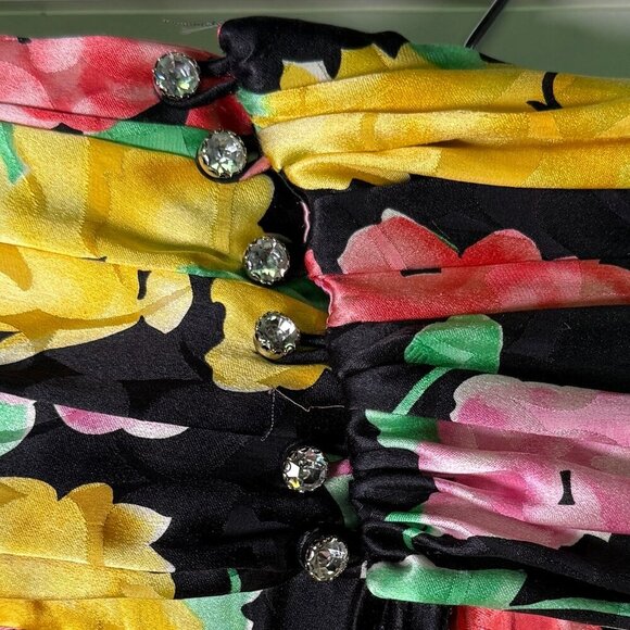 M.B.S. of California 100% Silk Floral Skirt Black with Bright Colors Sz 6 +Belt - Picture 4 of 9